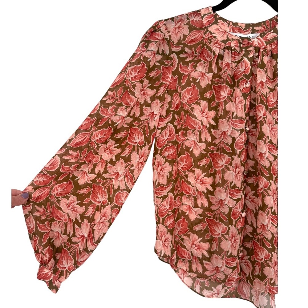 NWOT Veronica Beard Ashlynn Silk Floral Blouse Top Deep Ochre Multi Size 6 - Picture 13 of 16